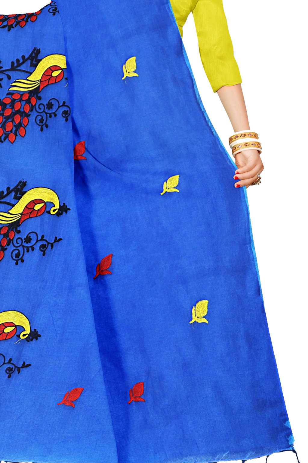 Blue Blended Cotton Mayuri Hand Hand Loom Saree (1113)